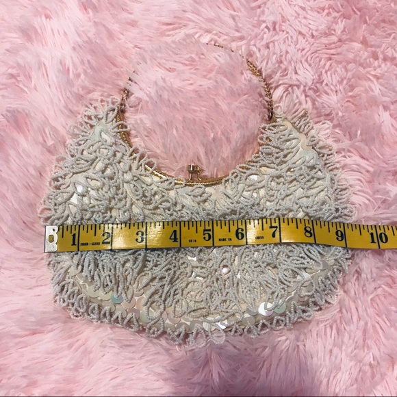 Vintage Sequin and Pearl Handbag with Gold Handle - Picture 10 of 11